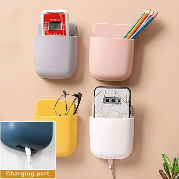 1 Pcs U Shape Wall Mounted Mobile And Remote Holder | Wall Mounted Storage Case for Remote, Toothbrush, Mobile Phone Plug Holder | Multifunctional Storage Holder